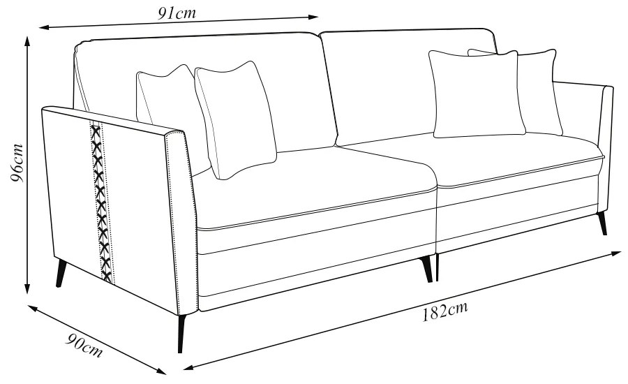 Sofá Living Decorativo Zagreb 2 Lugares 182cm com Almofadas Pés de Ferro Veludo/PU Marrom/Cinza G33 - Gran Belo