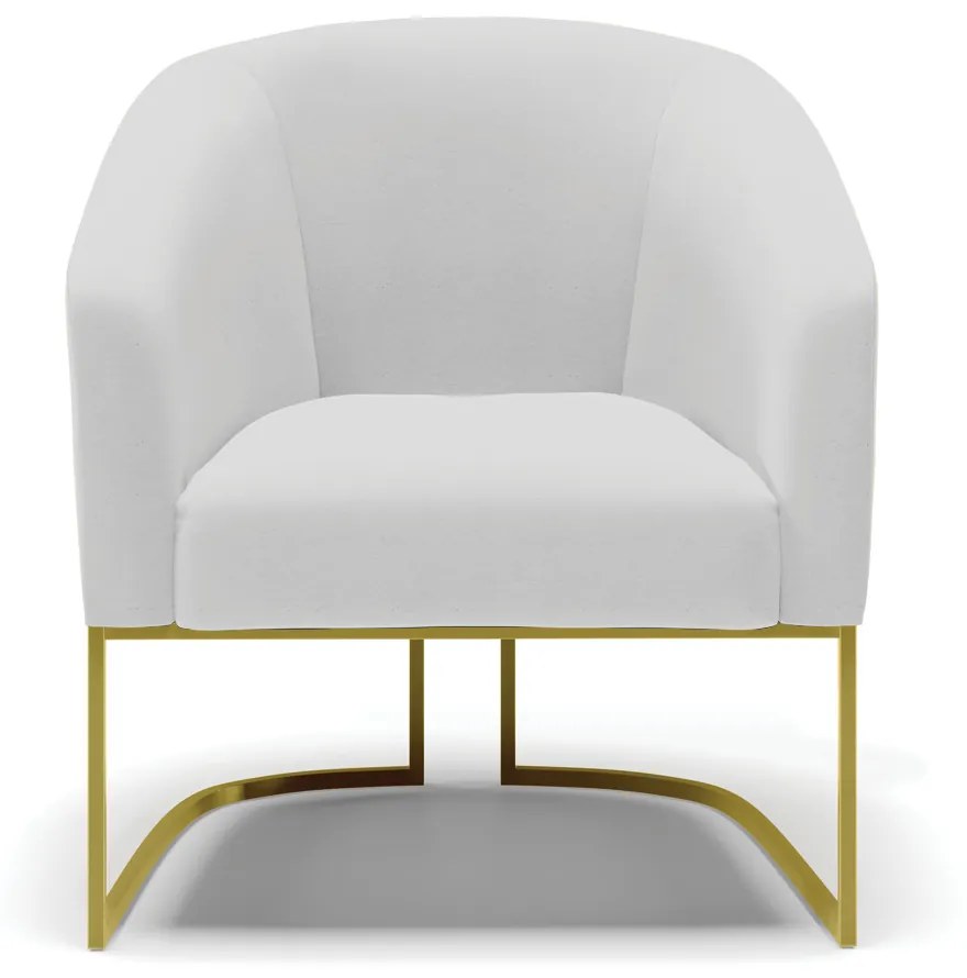 Poltrona Decorativa Industrial Dourado kit 2 Stella Linho D03 - D'Rossi - A05 Cinza