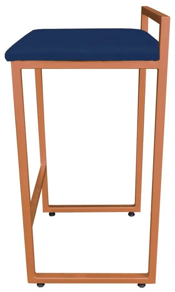 Banqueta Pietra Suede Azul Marinho Base Cobre D'Rossi