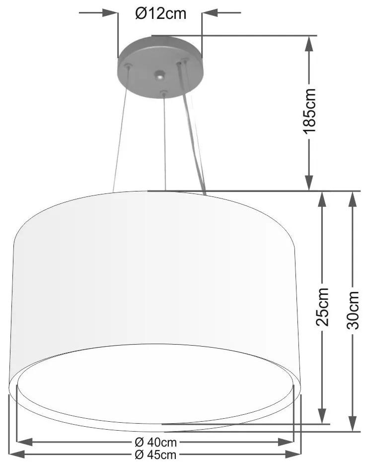 Lustre Pendente Cilíndrico Duplo Md-4299 Cúpula em Tecido 45x30cm Branco - Bivolt