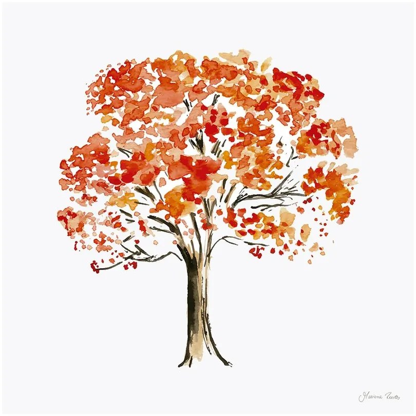 Quadro Decorativo Figurativo Arvores da Vida Corticeira Vermelho e Branco - CZ 44116