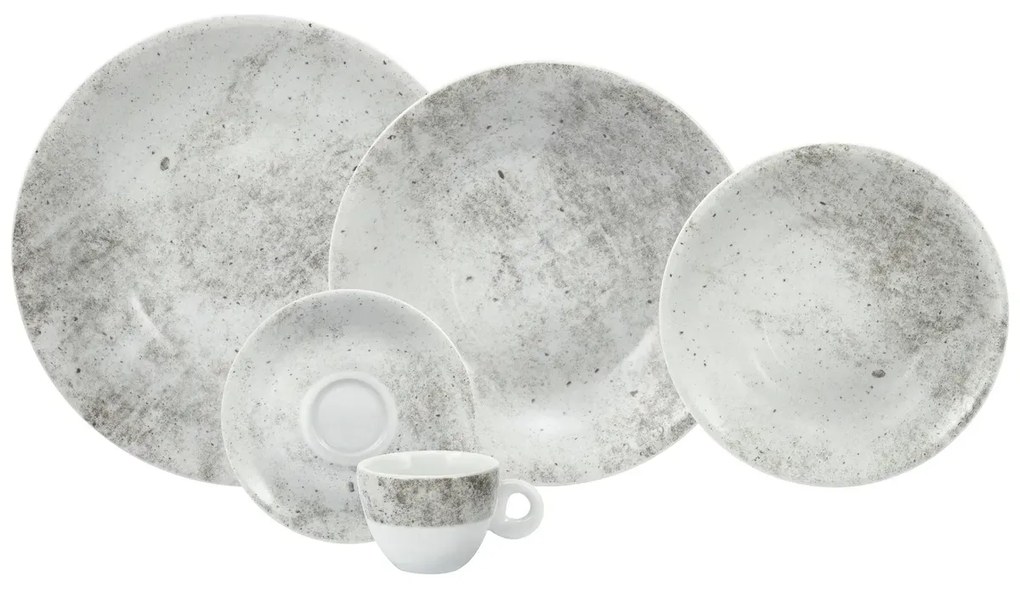 Aparelho Jantar E Chá 30 Peças Porcelana Schmidt - Dec. Concreto 2383