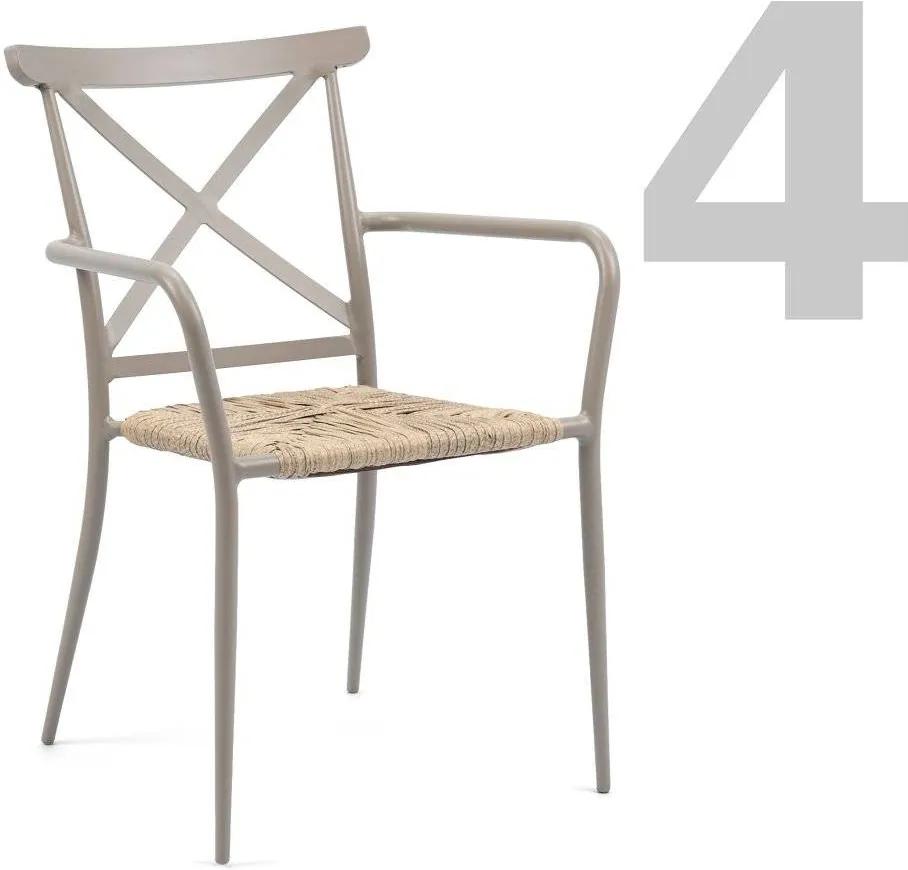 Cadeira de Jardim de Alumínio com Braços para Área Externa e Varanda Ilha Bela - 4 Cadeiras