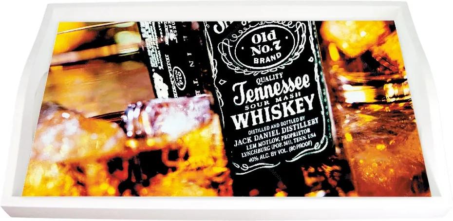 Bandeja Jack Daniels Whisky Marrom Pequena em MDF - 32x19,5 cm