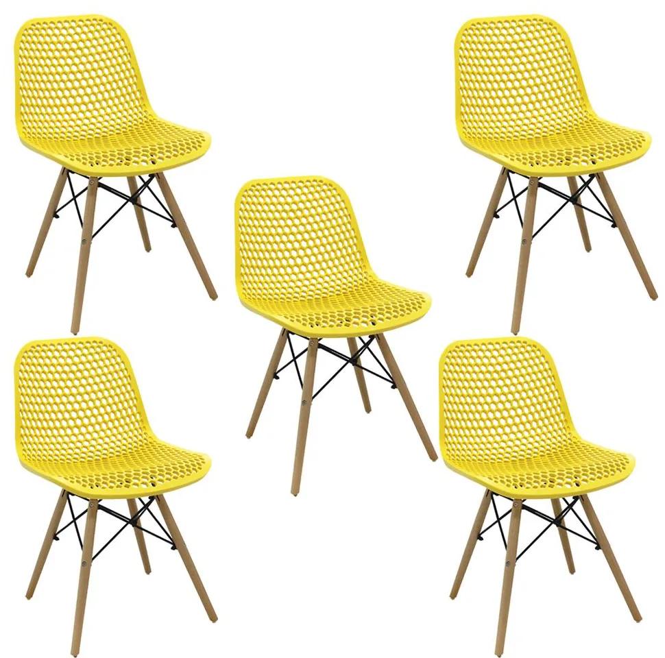 Kit 5 Cadeiras Decorativas Sala e Cozinha Haney (PP) Amarela G56 - Gran Belo