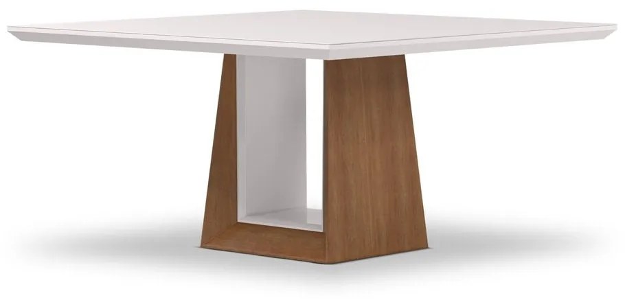 Mesa de Jantar Simena Quadrada Base Amadeirada Design Atemporal