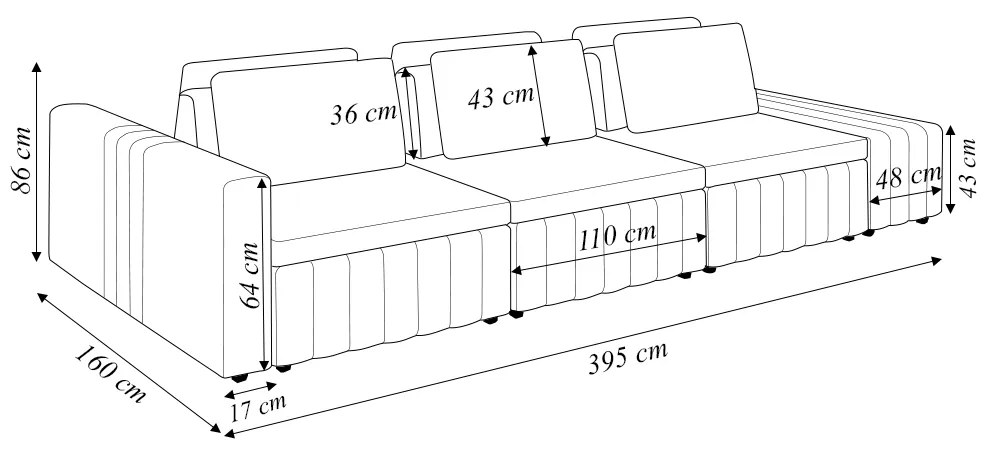 Sofá Ilha com Encosto e Almofadas Móveis Olimpo 395cm Modulado Veludo Marrom G45 - Gran Belo