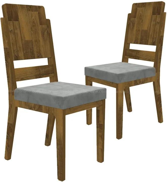 Cadeira Para Sala De Jantar Esmeralda Rv Móveis (2 Unidades) - Amadeirado/cinza
