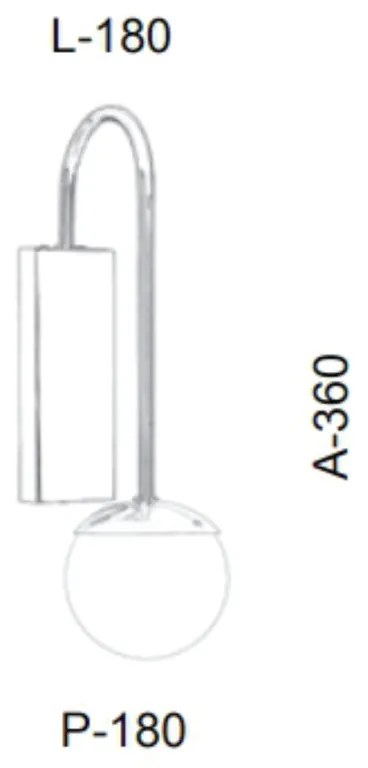 Arandela Globo Haste 18X18X36Cm Metal E Globo Ø12Cm 01Xg9 | Old Artisa... (HONEY, FOSCO (BRANCO))