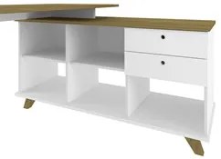 Conjunto Escritório Home Office 3 Peças Golden A06 Olmo/Branco - Mpoze