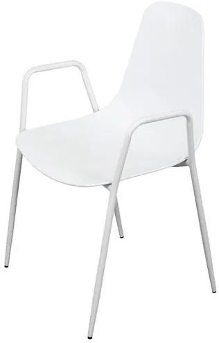 Cadeira Ancara com Braco Polipropileno Branco e Base Metal - 71454 Sun House