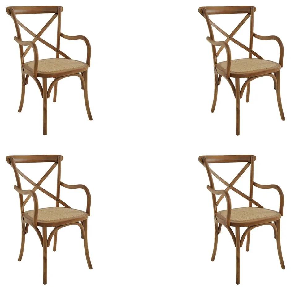 kit 4 Cadeiras Decorativas Sala de Jantar Cozinha Danna com Apoio Rattan Natural Bétula G56 - Gran Belo