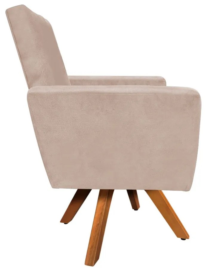 POLTRONA GIRATORIA NINA SUEDE BASE MADEI - Bege