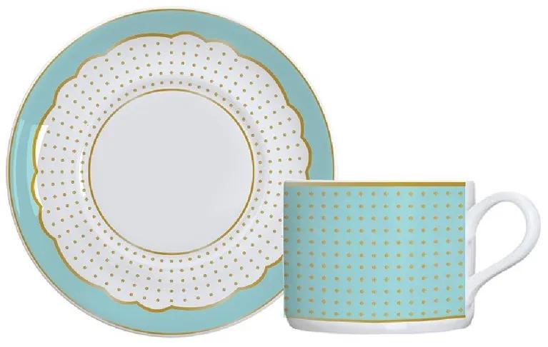 Jogo de 6 xícaras de Chá de Porcelana Royal - Azul Tiffany