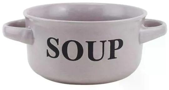 Bowl Soup em Porcelana Cor Rosa Claro com Alca