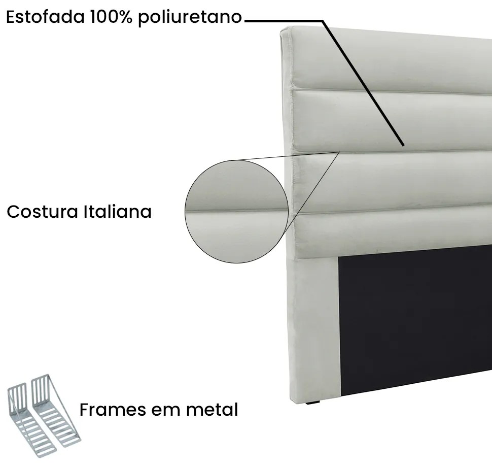 Cabeceira Cama Box Casal 140 cm Arles Veludo Prata S04 - D'Rossi