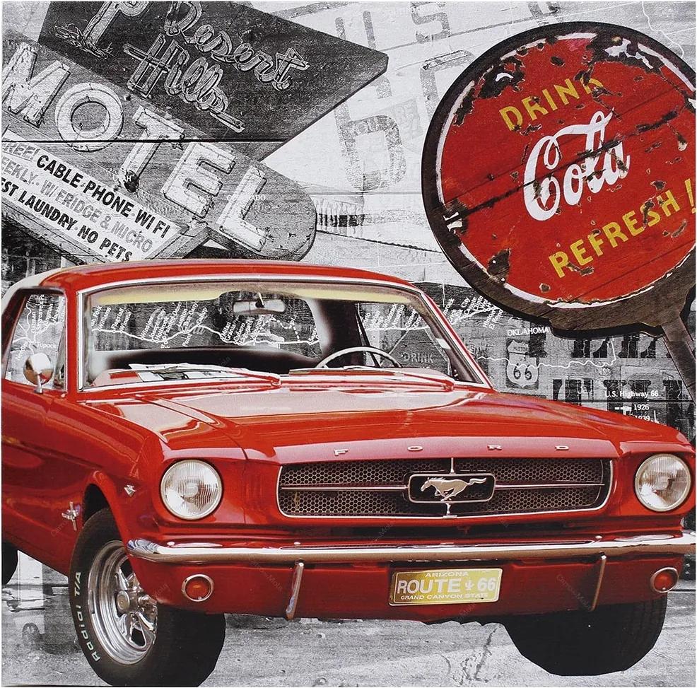 Tela Impressa Mustang Vermelho Coca Cola Fullway - 50x50 cm