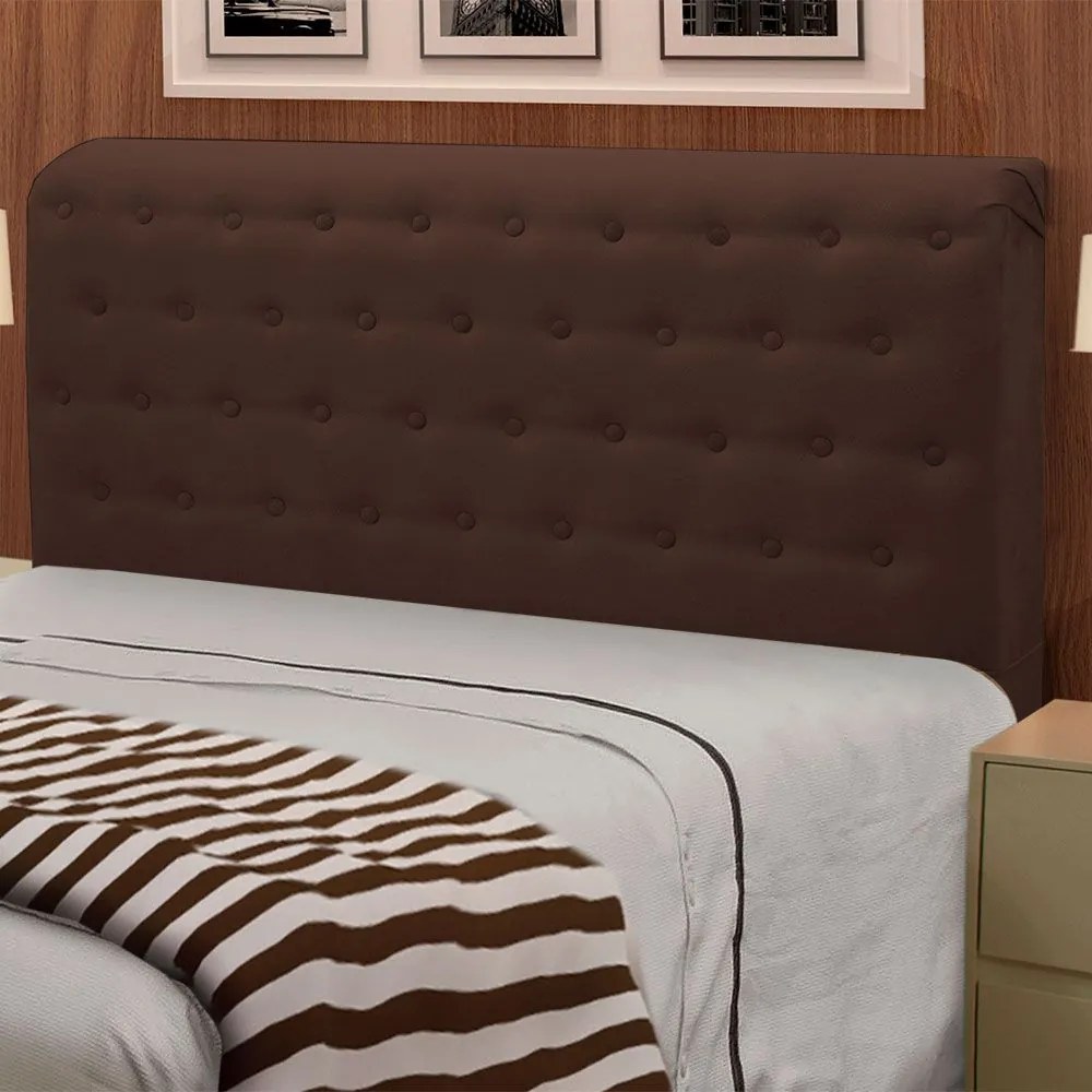 Cabeceira Giovana Cama Box Solteiro 90 cm Suede Marrom - D'Rossi