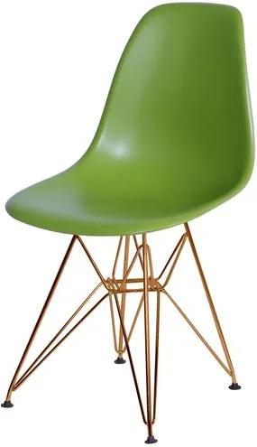 Cadeira Eames Polipropileno Fosco Verde Base Cobre - 45972 Sun House
