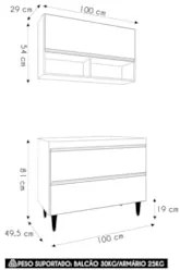 Armário de Cozinha Com Nichos CP01 Para Pia 100cm Z34 Preto - Mpozenat