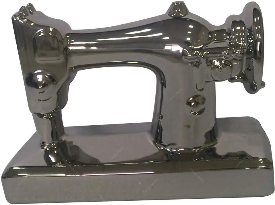 Estatueta Sewing Machine Prata em Cerâmica - Urban - 22x15 cm