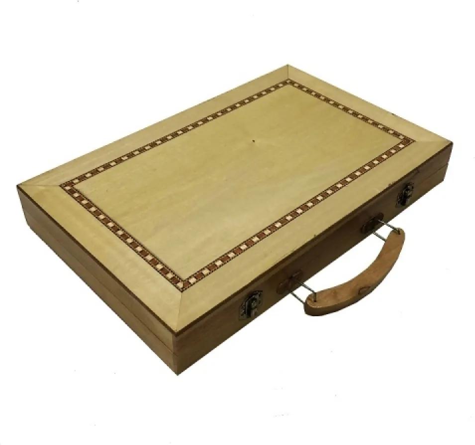 Jogo gamão grande c/ caixa de madeira