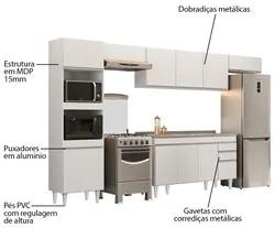 Armário de Cozinha Modulada 5 Peças CP15 Balcão com Pia Inox Branco -