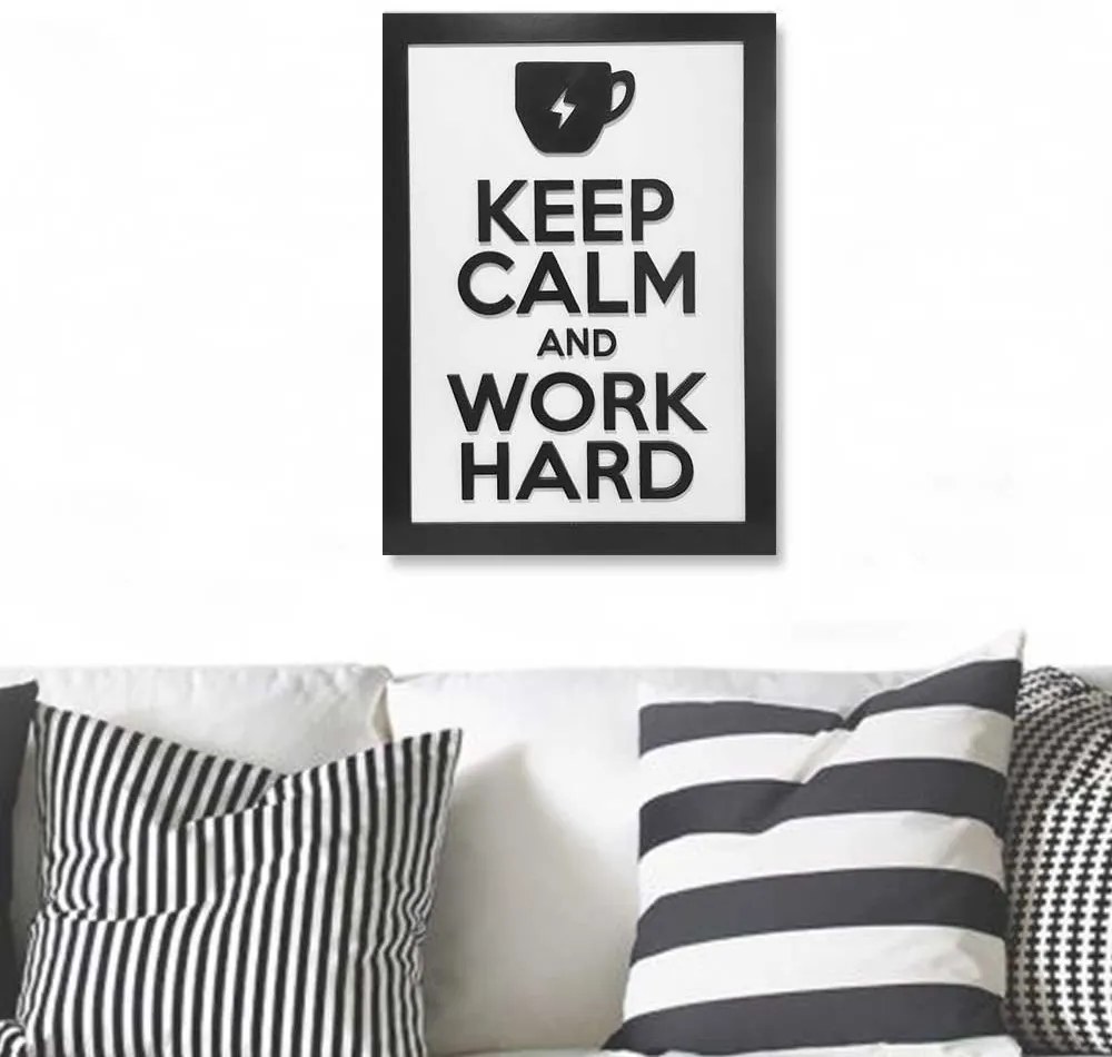 Quadro Decorativo ''Work Hard'' 40x30 com Base - D'Rossi