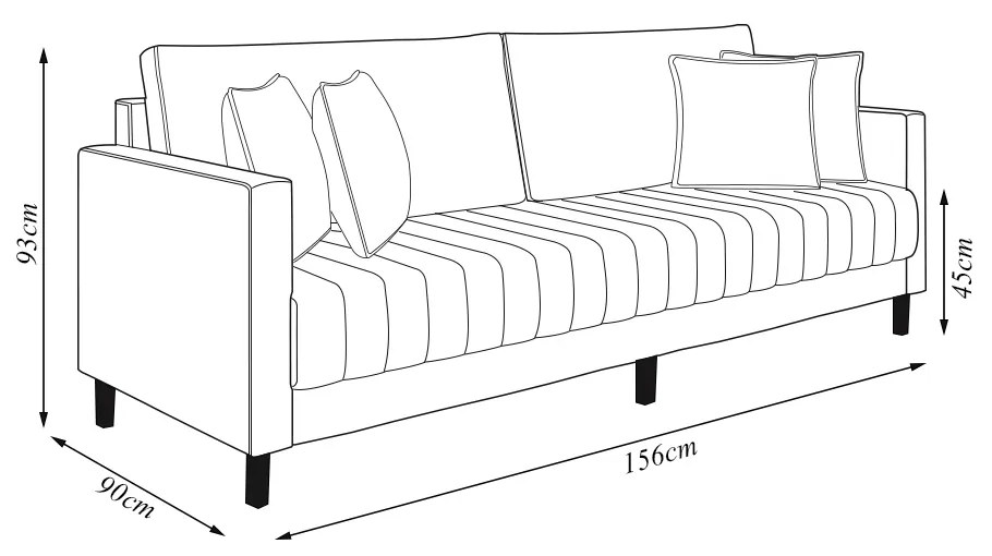 Sofá Living Decorativo Hamburgo 2 Lugares 156cm com Almofadas Pés em Madeira Veludo Verde G33 - Gran Belo