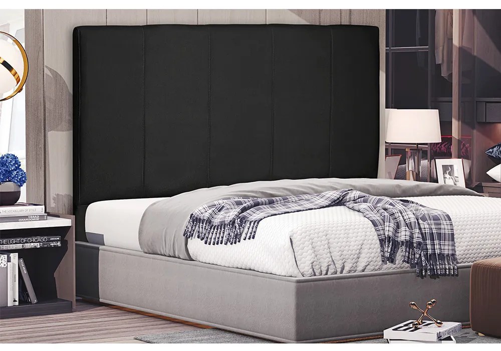 Cabeceira Arizona Para Cama Box King 195 cm Suede Preto - D'Rossi