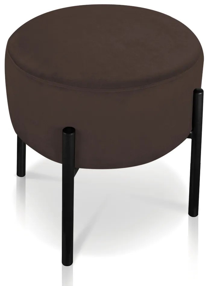 Puff Banqueta Decorativo Industrial Preto Iron Suede D03 - D'Rossi - Marrom