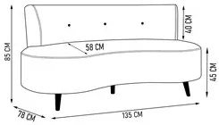 Sofá 2 Lugares para Sala Living 135cm Pés Palito Korah K04 Veludo Pret