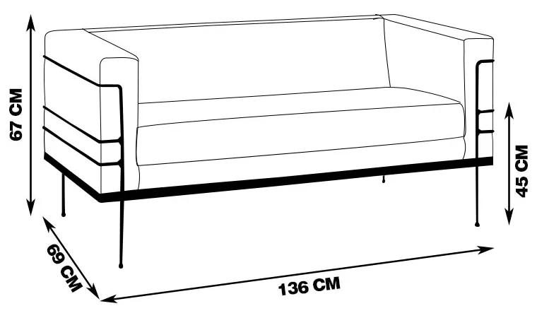 Sofá Jeanneret-Gris 2 Lugares Base de Aço Preto Veludo Rosa G17 - Gran Belo