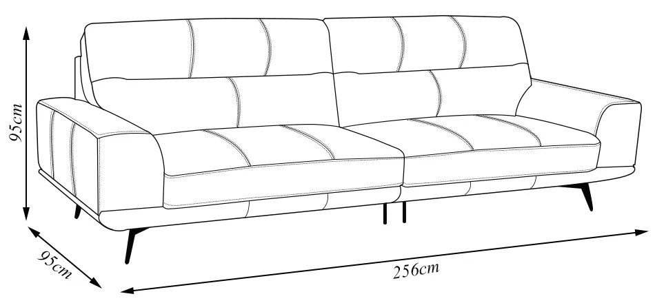 Sofá Decorativo Ashton 3 Lugares Sala de estar 256cm Pés em Aço Couro Avelã G88 - Gran Belo