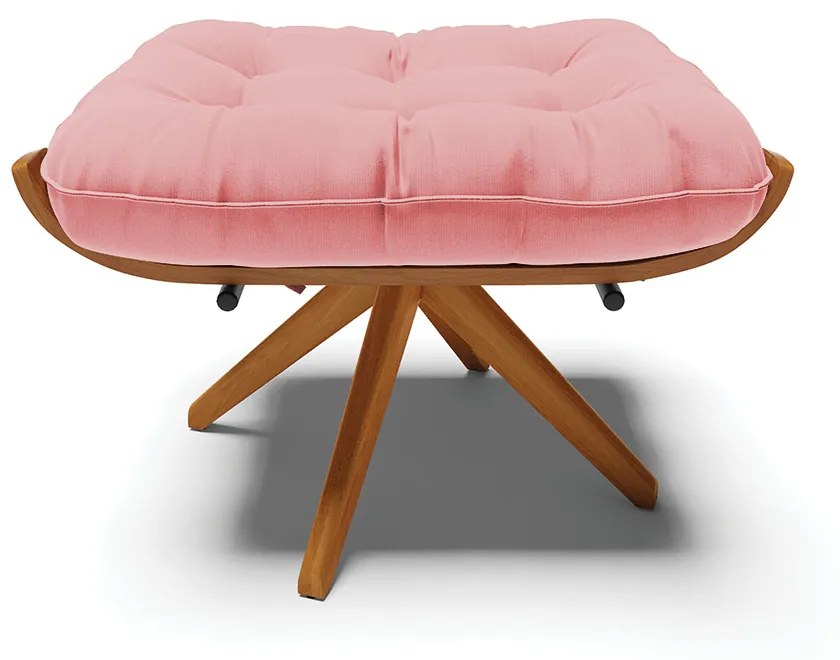 Puff Giratório Costela Suede Base de Madeira MA30 M11 - D'Rossi - Rose