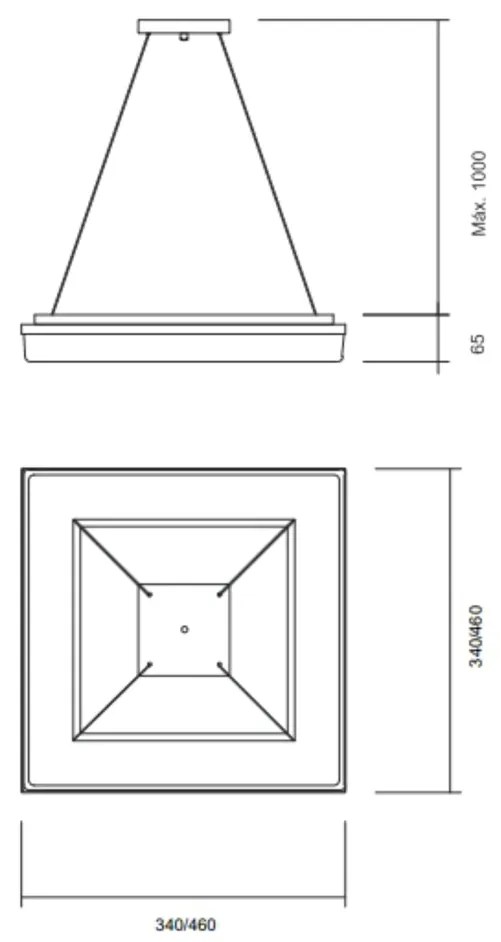 Pendente Vivaz 34X34Cm Led 24,4W Bivolt / Base Vazada | Usina 19022/34 (DR-M Dourado Metálico, 3000k)