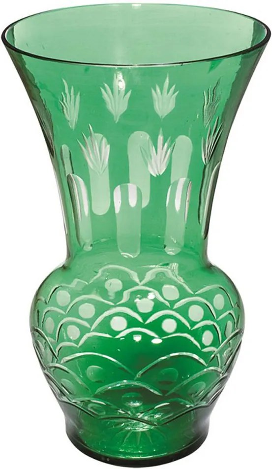 Vaso em Cristal Lapidado Tcheco Verde