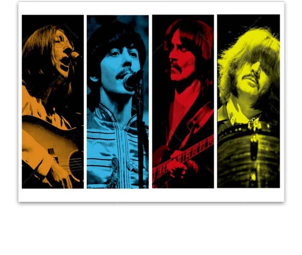 Placa Decorativa Músicos The Beatles Média em Metal - 30x20 cm