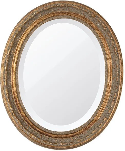 Espelho Oval Bisotê Ouro Envelhecido Médio
