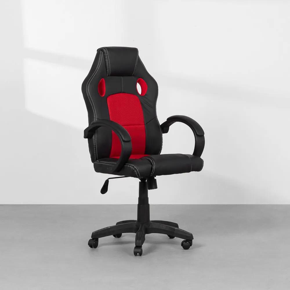 Cadeira de Escritório Gamer Racer Giratória - Preta e Vermelha