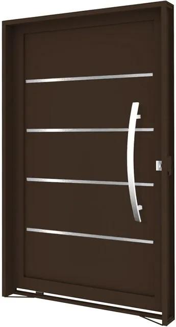 Porta Pivotante de Aço com Frisos e Puxador Bronze Abertura Direita 220,5x128,5x14cm - 3475 - Vitrolar - Vitrolar