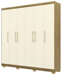 Guarda Roupa Casal 223cm 6 Portas Pako Nature/Champanhe V02 - Mpozenat