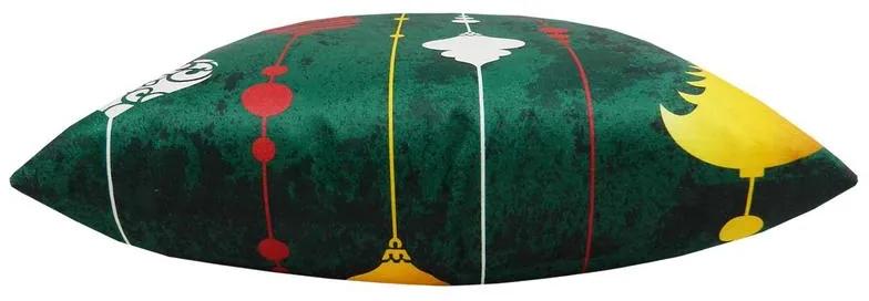Capa de Almofada Natalina de Suede em Tons Verde 45x45cm - Bolas Coloridas - Com Enchimento