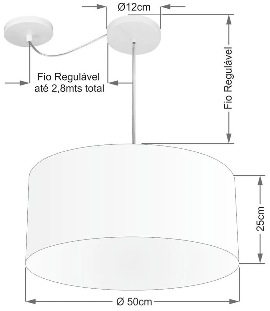 Lustre Pendente Cilíndrico Com Desvio Linho Bege MJ-4151 Para Mesa de Jantar e Estar