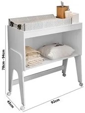 Bedside Multifunção Com Rodízios Amore M08 Branco Acetinado - Mpozenat