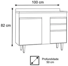 Conjunto Balcão Buffet Café Bar 100Cm 2 Portas York E Prateleira 90Cm