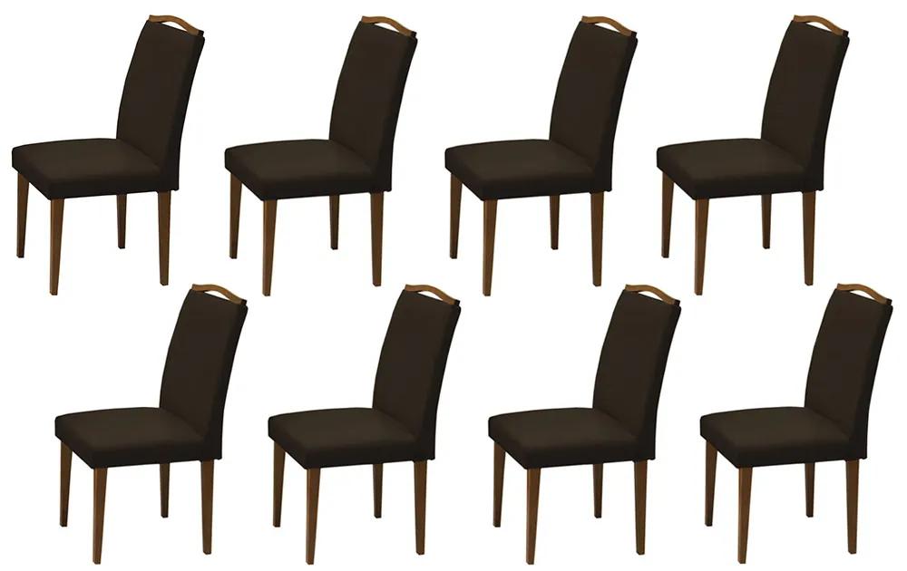 Conjunto 8 Cadeiras Decorativa Lorena Aveludado Marrom