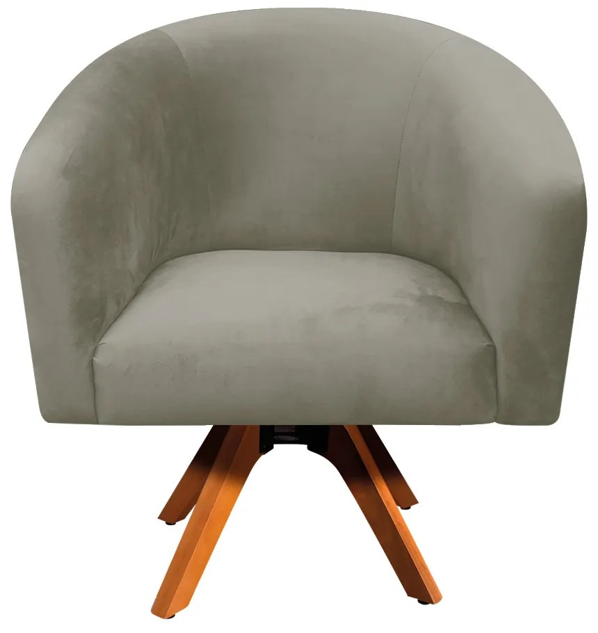 Poltrona Decorativa Giratória MM30 Stella Suede Marrom Rato D03 - D'Rossi