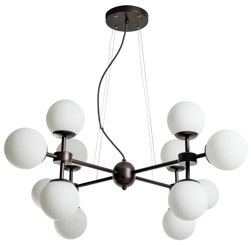 Pendente Kobe Ø96X39Cm 12Xg9 / Metal E Globo Ø12Cm | Usina 16743/12 (FN-F - Fendi Fosco, AMBAR)