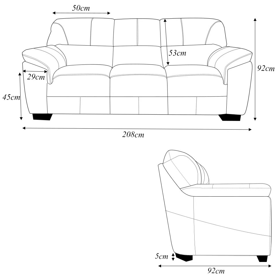 Sofá Decorativo Jason 3 Lugares 208cm Sala de Estar Pés em Eucalipto Couro Creme G40 - Gran Belo